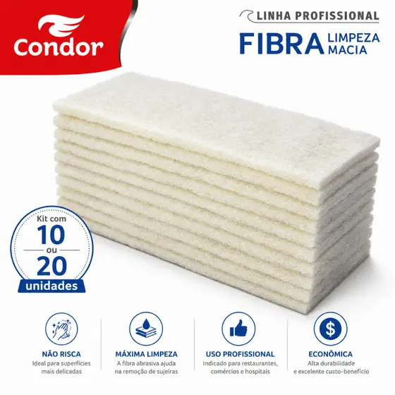 Fibras de Limpeza Macia Esponja Branca Não Risca Limpa Vidro Cristal Porcelana Inox Kit 10 - 20 un