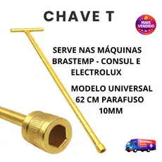 Chave T 62cm 10mm para Retirar Agitador de Maquina de Lavar Cabe Todos Modelos Abertura Superior