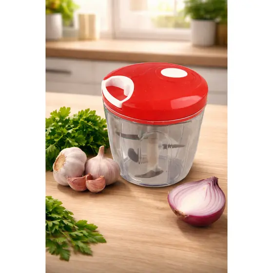 Mini Processador Manual Triturador Alimentos 5 Lâminas 700ML Alho Cebola Legumes Picar Rápido