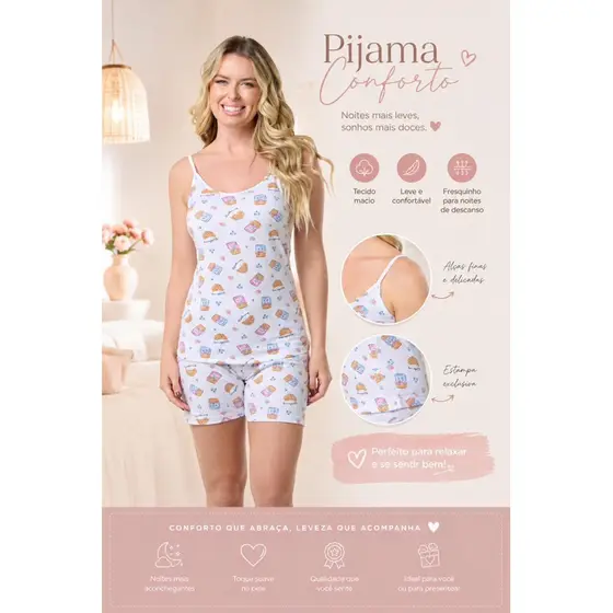 Baby Doll Suede Pijama Feminino Short Doll Estampado Slim