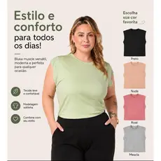 Regata Feminina Muscle Tee em Malha de Algodão Premium Básica Lisa para Looks Casuais Kit Sortido soltinho confortavel
