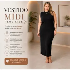 Vestido Feminino Midi Plus Size Acinturado Modelador  G1 ao G3