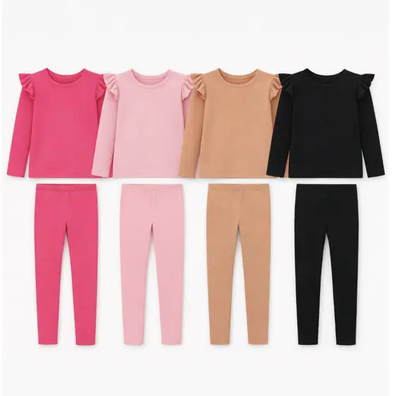 Conjunto Infantil Canelado com Babado - Cores Vibrante, Confortável e Estiloso