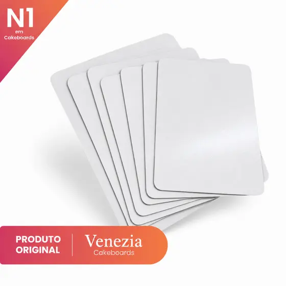 Kit 5 Cake Board Retangular Em Mdf 3mm + Chaveiros Brinde PREMIUM - Base Para Bolo Confeitaria