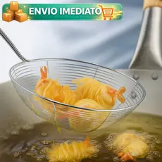 Escumadeira Inox Aramada 19x39cm Peneira Fritura Batata Pastel Cozinha