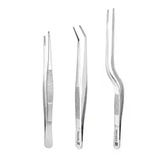 Kit Pinças Culinárias Profissionais 16cm Aço Inox Antideslizante Chef Barman Bartender Restaurante