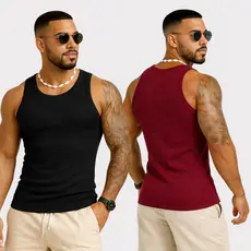 Kit 2 Camiseta Masculina Regata Canelada Estilo Americana Camisa Regata Academia