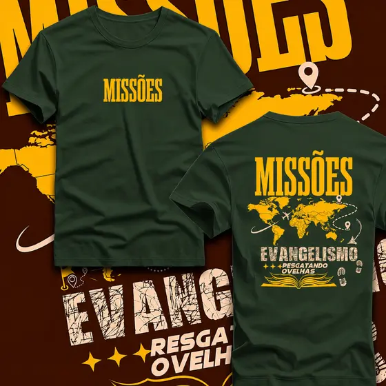 Camiseta Unissex T-shirt Cristã ''MISSÕES'' Alta Qualidade Premium Envio Imediato