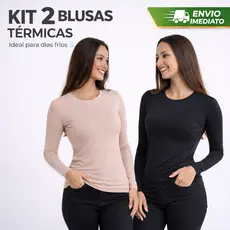 Kit 2 Blusas Térmicas Femininas Peluciadas Segunda Pele Inverno Manga Longa Confortável
