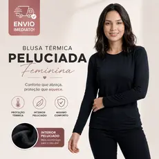 Blusa Térmica Feminina Peluciada Manga Longa Inverno Quentinha