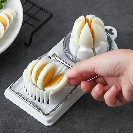 Cortador de Ovos Cozido Aço Inoxidável ✨ Fio Manual Multiuso para Morango, Cogumelo e Frutas Macias