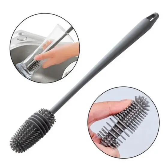 Kit 1/2/3 Escova de Limpeza para Garrafas, Mamadeiras e Copos – Multiuso em Silicone