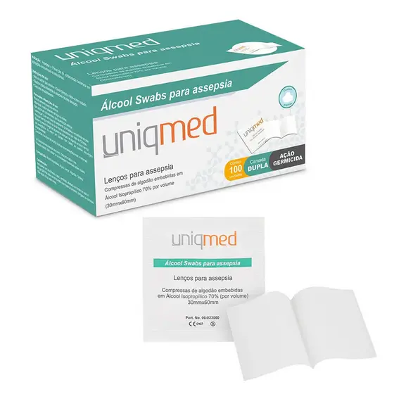 Lenço Umedecido Com Álcool Swabs Para Assepsia Com 100 Unidades