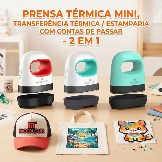 Mini Prensa Térmica Portátil Sublimação Transfer 110v/220V Vermelho Mecolour