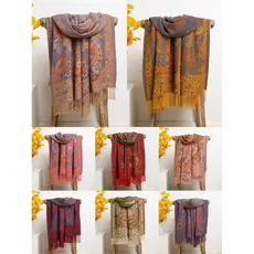 2026 étnico fruta imitação Cashmere cachecol feminino mãe cachecol quente engrossado dupla face cachecol xale