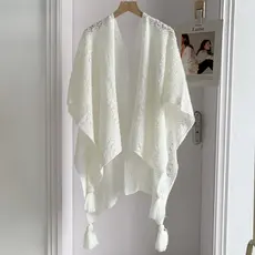 Étnico Retro cor sólida oco exterior xale feminino ar condicionado quarto xale manto cachecol de lã elegante