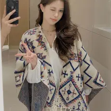 Xale étnico feminino de viagem tricotado Fashion para fotos ao ar livre (0)