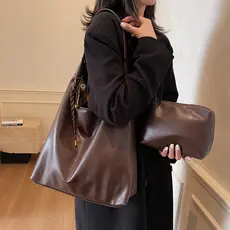 Estilo Retro couro macio portátil balde saco moda feminina Commuter sacola Casual bolsa de ombro