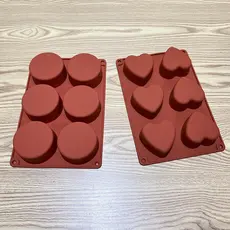 Molde de Silicone 6 Cavidades Coração para Cupcake – Forma Redonda Muffin Pudim Sobremesa