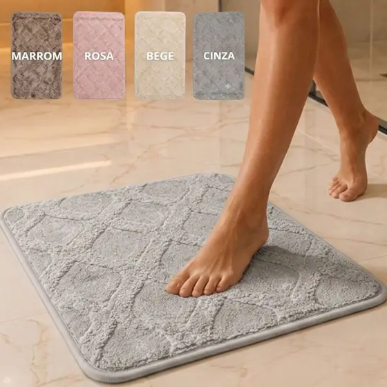 Tapete Banheiro Quarto Luxo Macio Aveludado Antiderrapante e Absorvente 60x40cm
