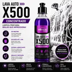 Shampoo Automotivo Lava Auto X500 Neutro Concentrado Vênus Car 500 ml Brilho intenso