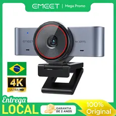 Webcam 4K EMEET C960 Ultra PC e Mac, Sensor 1/1.5", Corpo Metálico, Autofoco 0.2s, 2 Mics, Stream e Reuniões