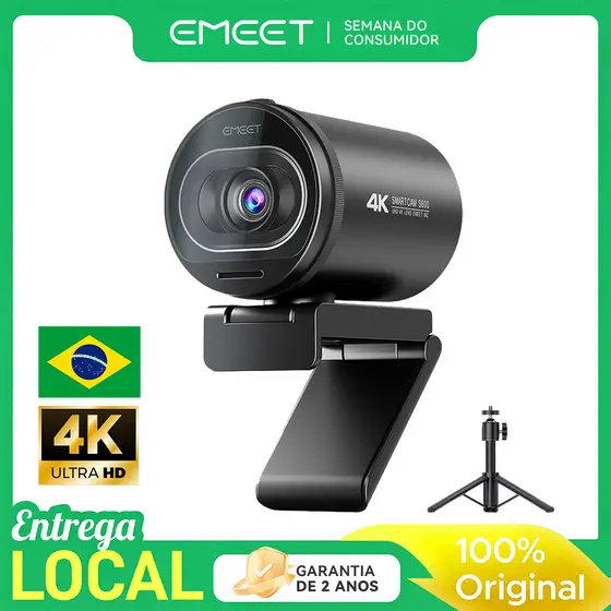 Webcam 4K EMEET S600 com Tripé, 1080p 60fps, Câmera para PC e Videoconferência - S600 Kit