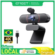 Webcam EMEET C960 4K Streaming Live Autofoco Microfone Duplo 60fps PC Notebook Preto