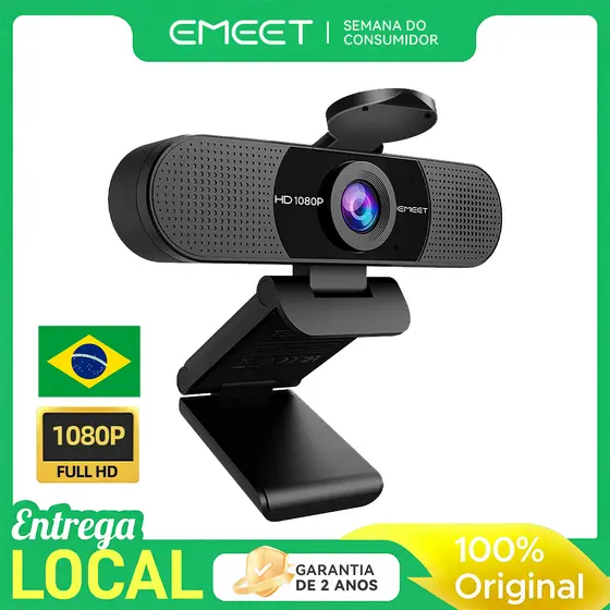 Câmera Web EMEET C960 1080P com 2 Microfones, 90° FOV, USB Plug and Play para PC para Zoom, Teams