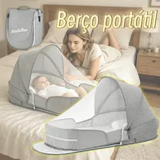 Berço Portátil Dobrável MEDOOSI para Bebês 0‑3 Anos,com mosquiteiro,colchão gel e acessórios.Leve,compacto Kit 7 Peças
