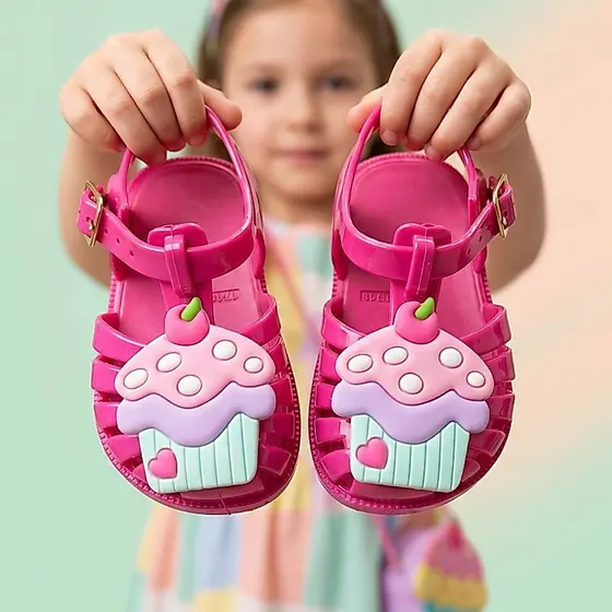 Sandália Infantil Feminina Papete Menina Leve Confortável CupCake Doce Escola Passeio