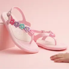 Sandálias Infantil Femininas Rasteiras de Dedo Confortável Flexível Leves Macia Coloridas