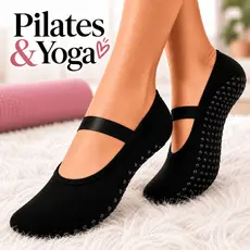 Kits e Meias Sapatilhas Pilates Yoga Antiderrapante Feminina Conforto Segurança Elástico