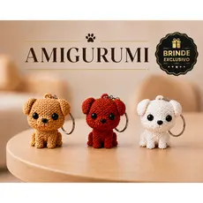 Chaveiro de Cachorro Amigurumi Estilo Tricô para Bolsa Mochila Chaves Presente