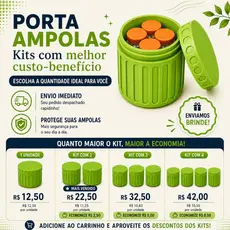 Porta Ampolas para 4 Frascos de 0,5 ml até 3 ml - Estojo Organizador com Tampa Rosca
