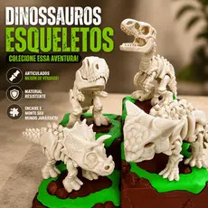 KIT Dinossauros articulados - Esqueleto Brinquedo - Colecionável