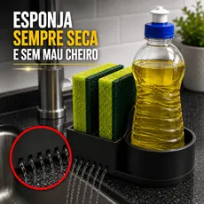 Porta Detergente e Bucha com Escoamento de Água - Design Clean