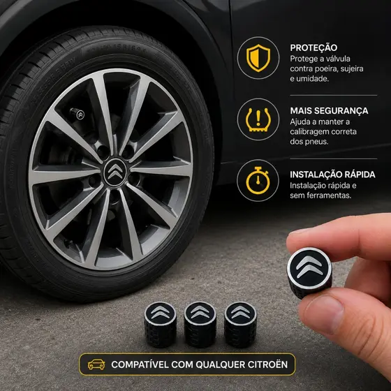 Tampa de Válvula Pneu Citroën Prata C3 C4 C4 Cactus C5 Aircross DS3 DS4 DS5 Xsara Picasso 2 Pares