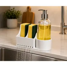 Porta Detergente Organizador de Pia com Dreno para Bucha, e Esponja