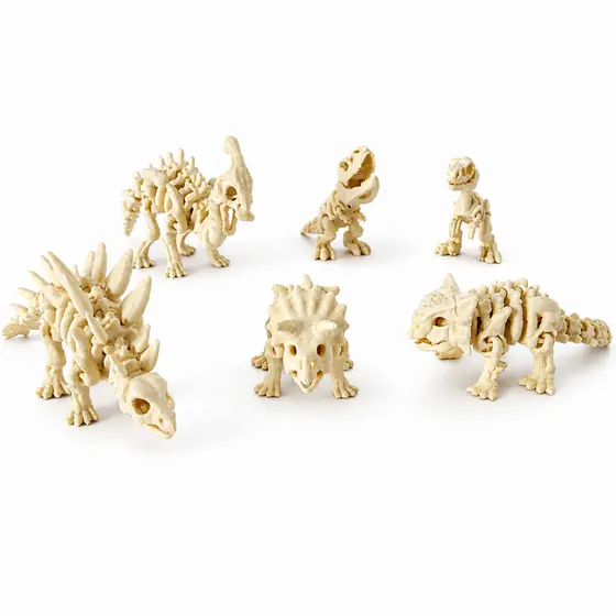 Kit 6 Mini Dinossauros Esqueletos Articulados para Crianças e Colecionadores