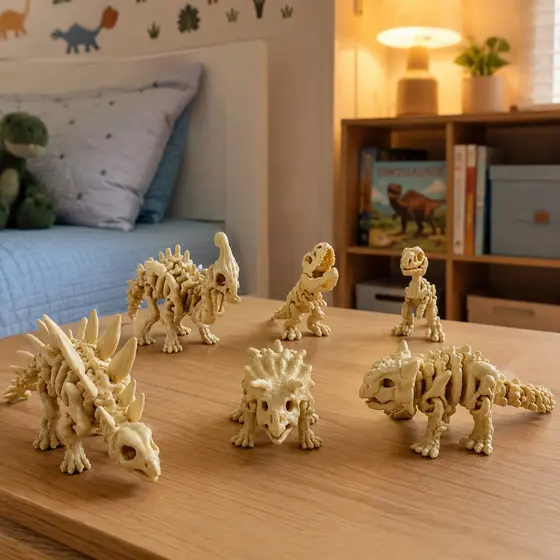 Kit 6 Dinossauros Esqueleto Flexíveis Articulados Brinquedo Criativo Infantil