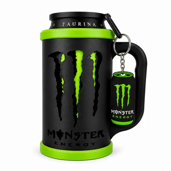 Kit Completo Suporte Porta Lata Monster Energy 473ml Tampa Chaveiro Abridor