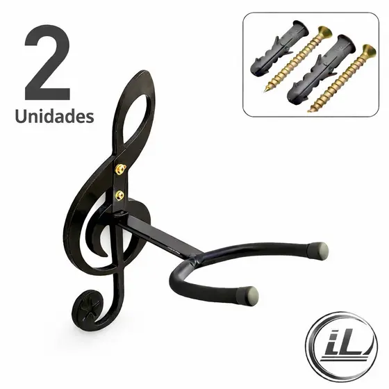 Kit 2 Suporte de parede para violão Violino Cavaco Bandolim Ukulele Guitarra  Clave de Sol