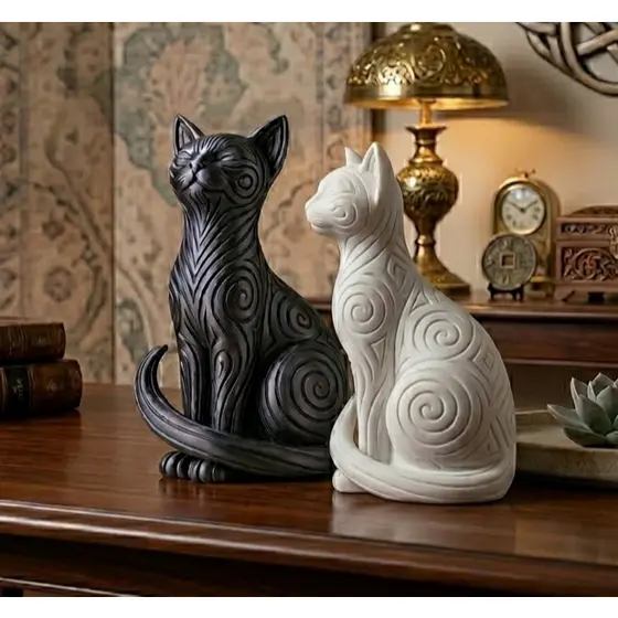 Kit 2 Gatos Tribal Sala Luxo Minimalista Decoração Casa grande Delicado