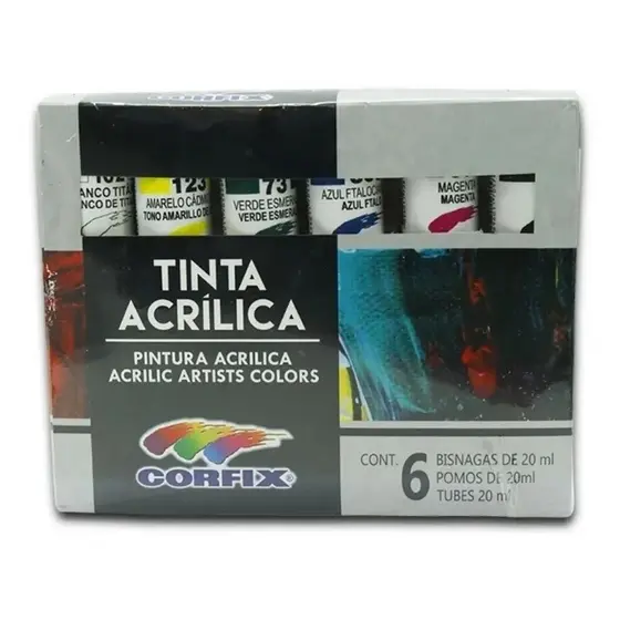 Estojo De Tinta Acrilica 06 Cores Corfix 80021
