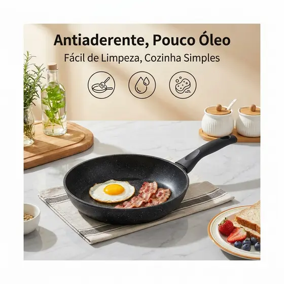 Frigideira Antiaderente Revestida De Pedra De 4 Cavidades Para Café Da Manhã , Com Vários Furos Ovos , Hambúrgueres , Pa