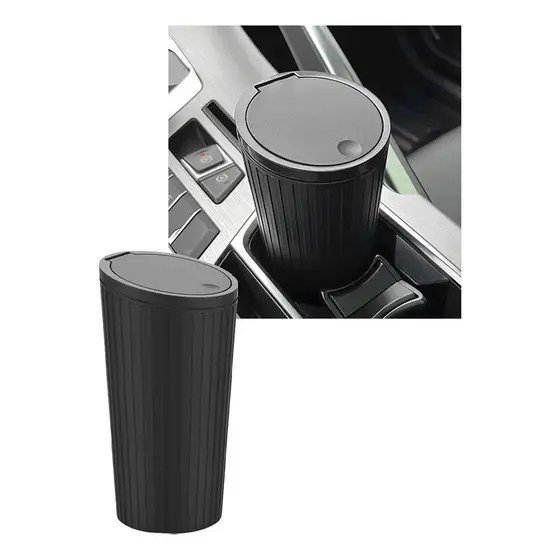 Lixeira Portátil para Carro com Tampa,  À Prova de Vazamento,  Suporte para Porta Copo ,Mini Lixeira Automotiva Impermeá