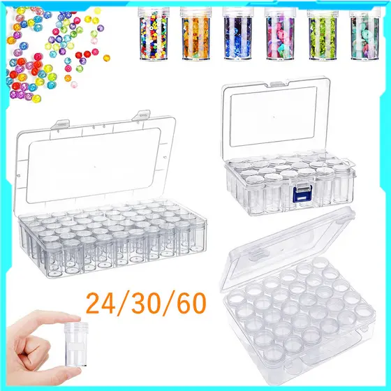 Acessórios DIY para joias de Manicure Caixa de compartimento 24/30/60, organizador de contas de pintura de diamante