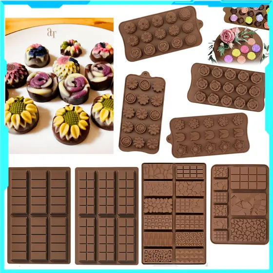 Molde de chocolate de Silicone, doces de chocolate DIY, molde de flor, molde de tira longa