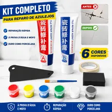 Kit Reparo Azulejo Massa Epóxi Para Cerâmica Rachadura Trinca Impermeável Anti Mofo Banheiro Cozinha Parede Piso